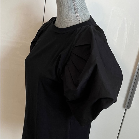 CHEPE ITALY Black Cotton Puff Sleeve T-Shirt Top, Size L - Picture 8 of 12